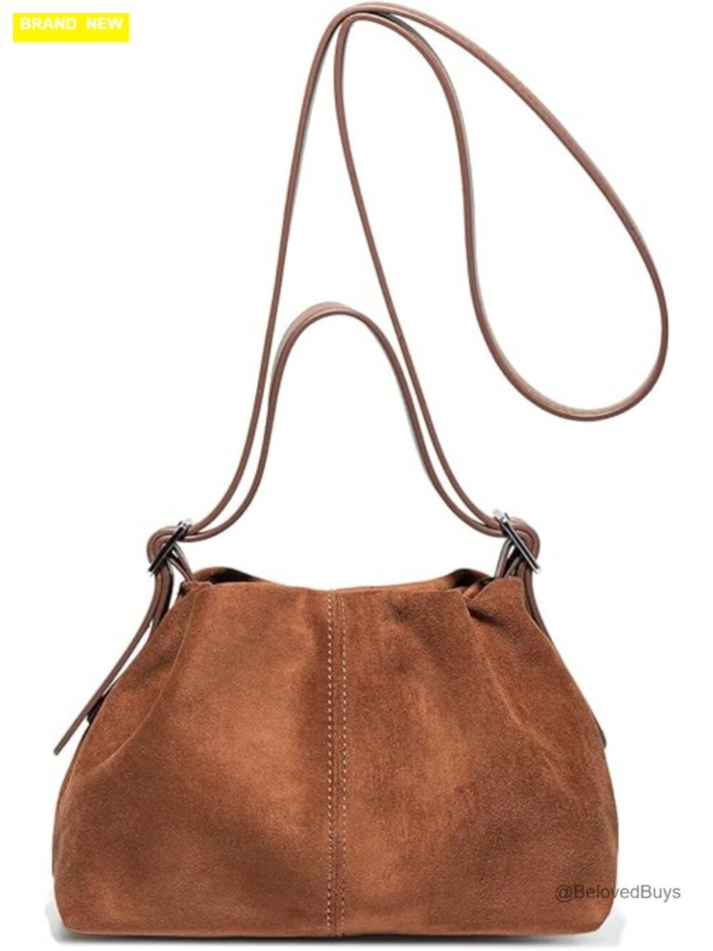 Mini Suede Tote Bag Pleated Cloud Handbag Trendy Shoulder Crossbody Purse